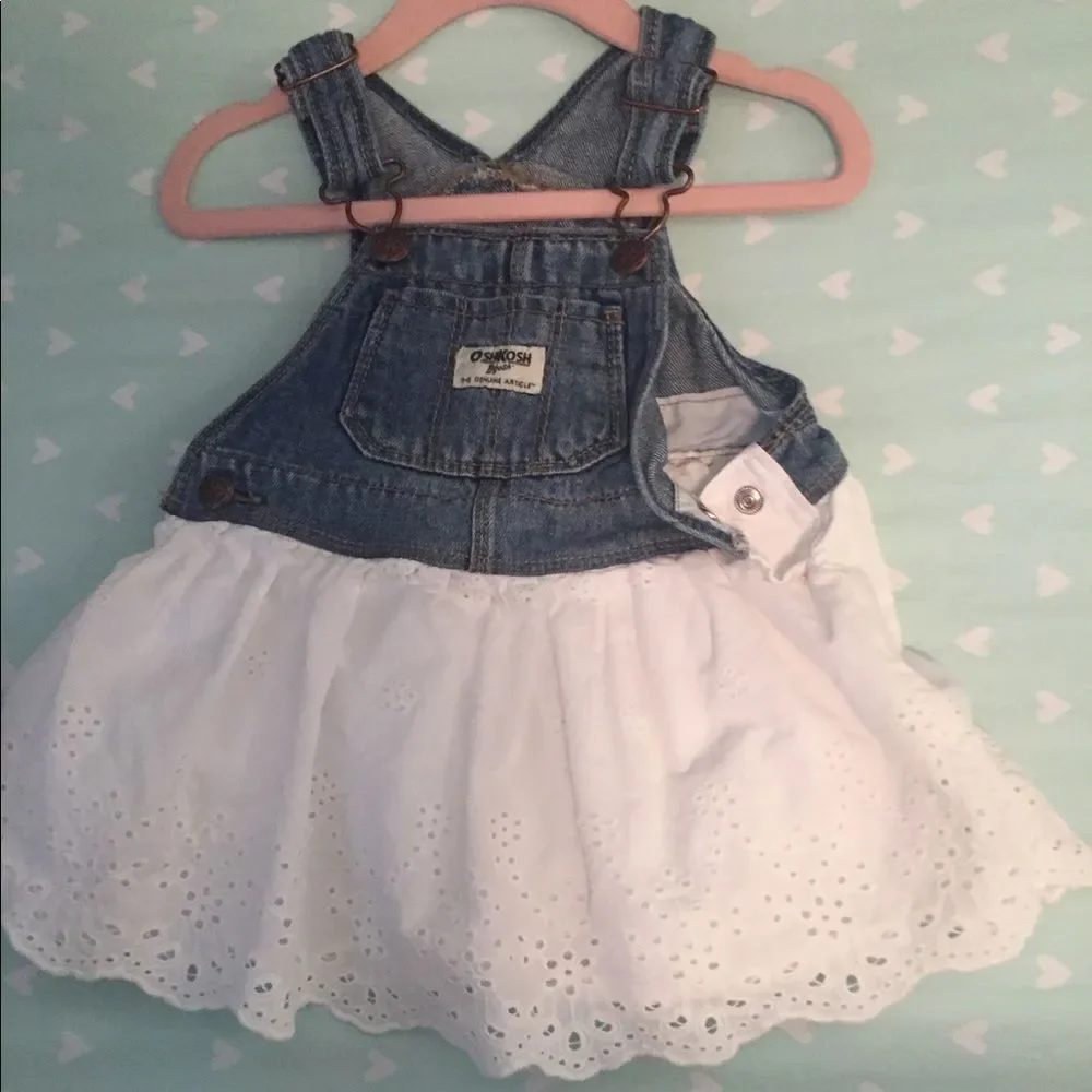 OSHKOSH Jean overalls with white cotton skirt bottom 9-12mo